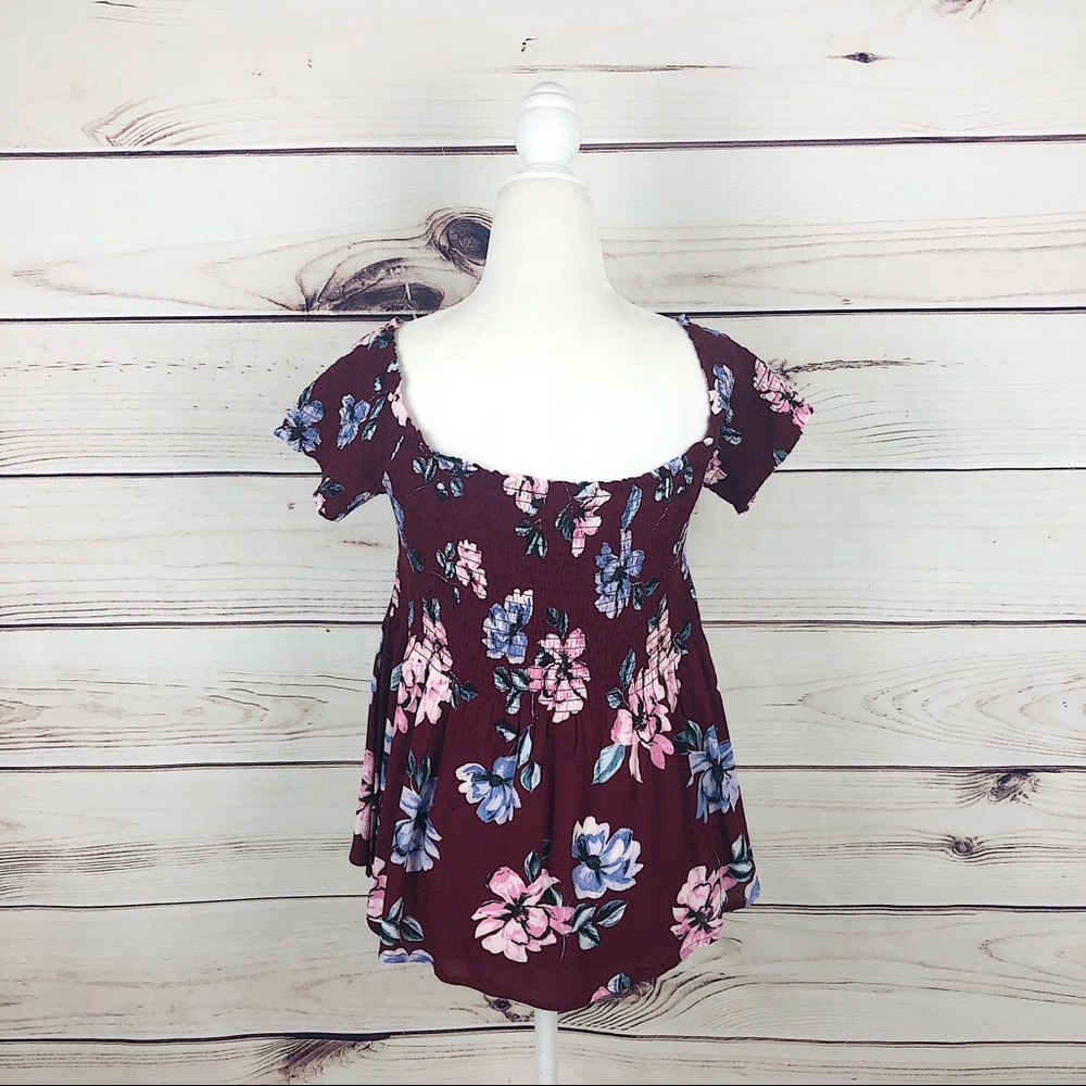 Kendall & Kylie Purple Floral Off the Shoulder Top - Picture 6 of 8